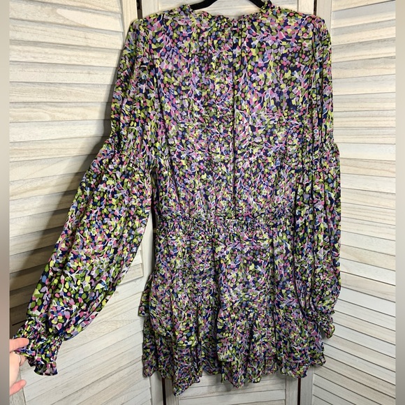 Ted Baker London Karlie Multicolor Black Smocked Detail Tiered Mini Dress 14 New - Picture 4 of 14